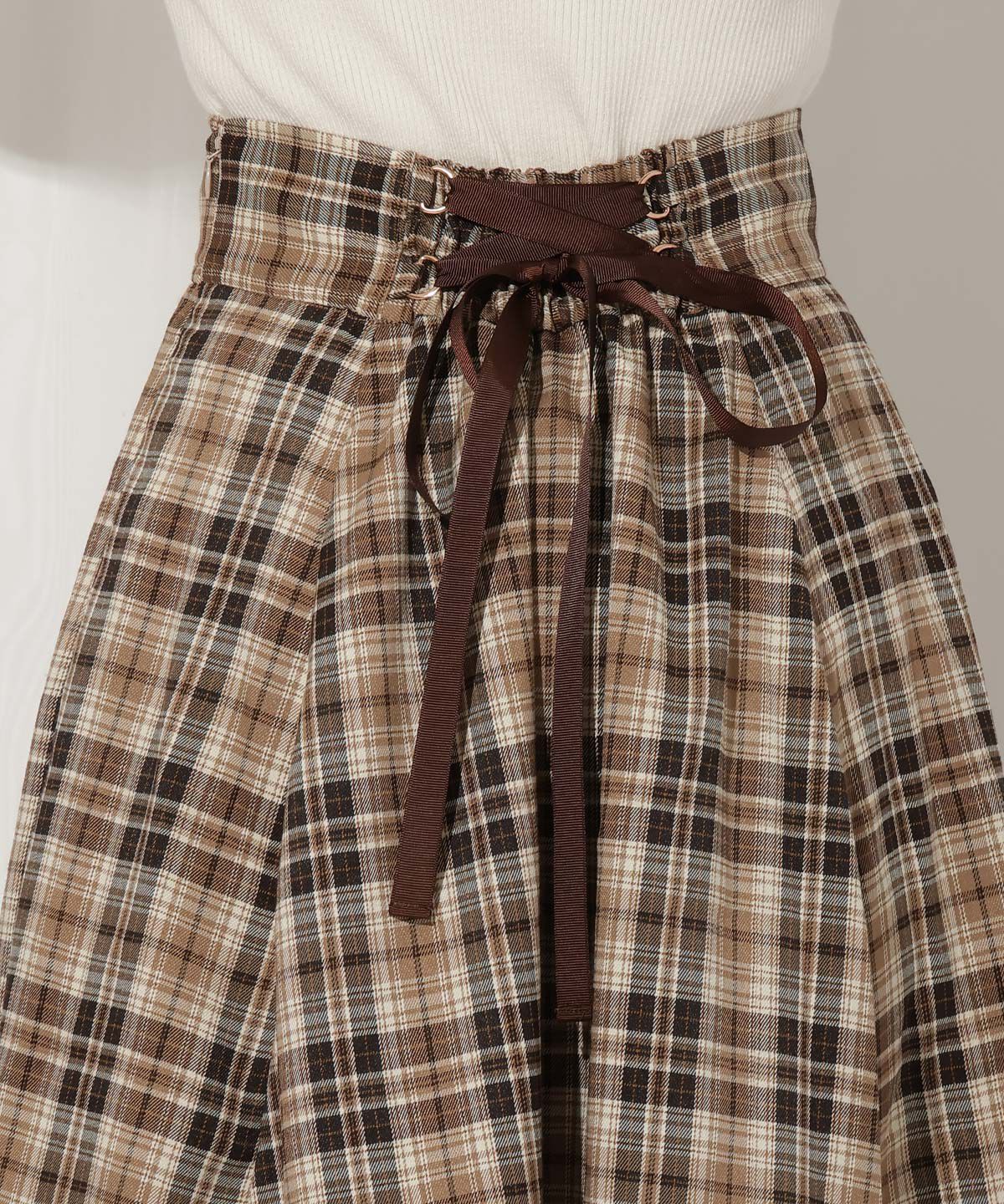 WILLSELECTION「バックスピンドルチェック柄フレアスカート」|フレア|