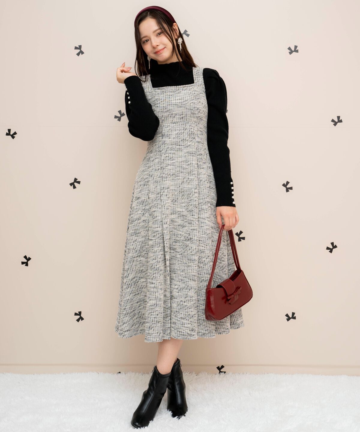 WILLSELECTION「カットツイードフレアワンピース」|ワンピース|