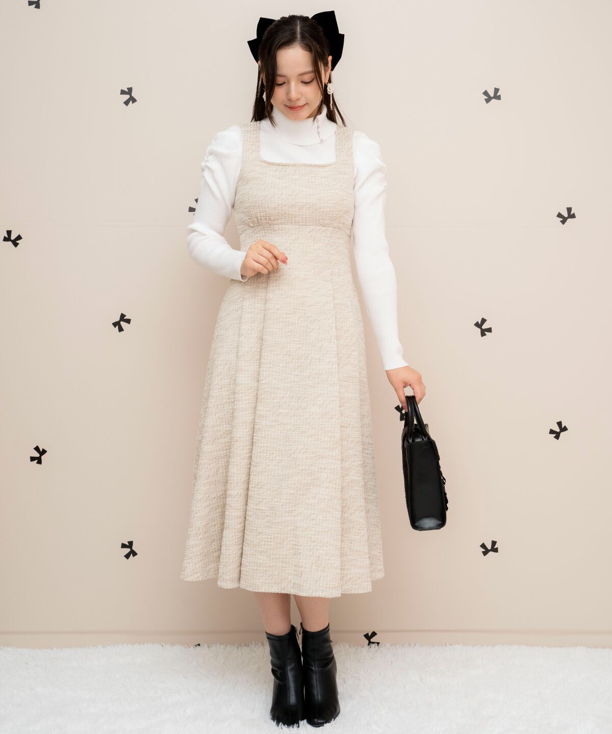 WILLSELECTION「カットツイードフレアワンピース」|ワンピース|