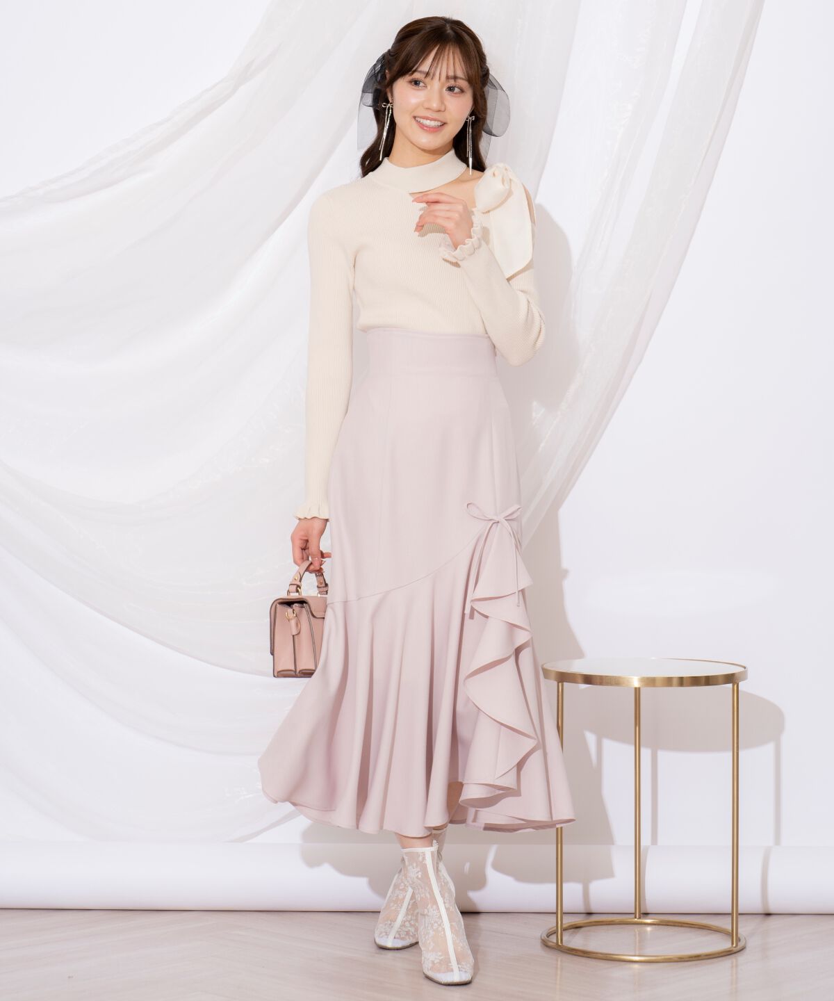 WILLSELECTION「リボンラッフルマーメイドスカート」|フレア|