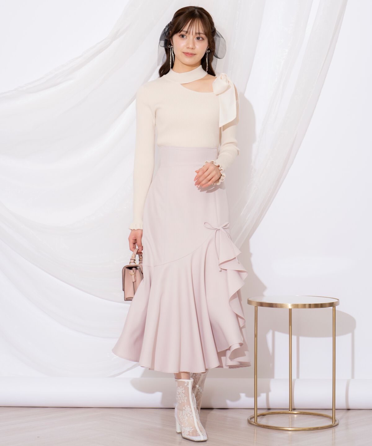 WILLSELECTION「リボンラッフルマーメイドスカート」|フレア|