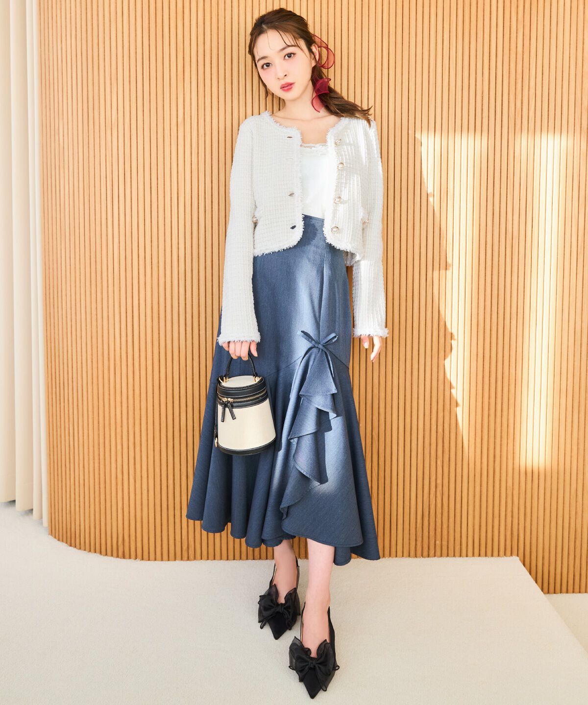 WILLSELECTION「リボンラッフルマーメイドスカート」|フレア|