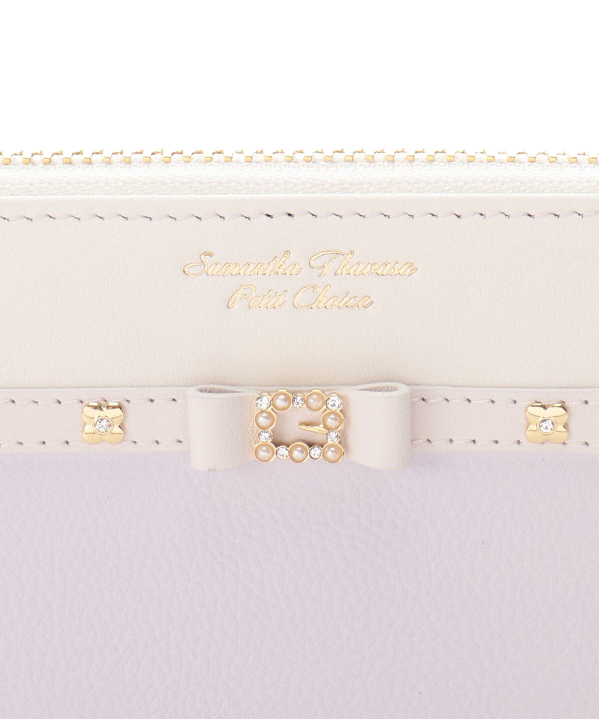Samantha Thavasa Petit Choice「パールストーンリボンベルトL字ジップ長財布」|財布|