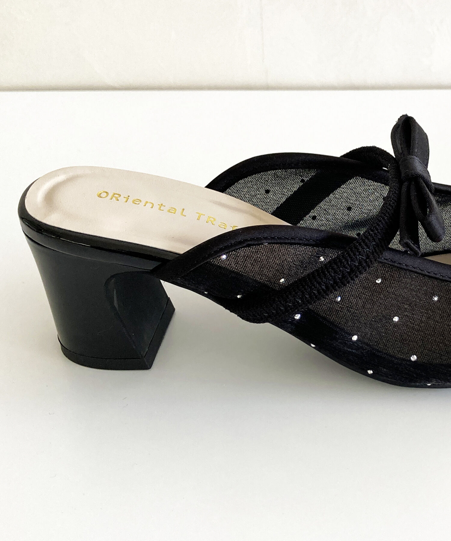 ORiental TRaffic「リボン ベル トラインストーン シアー ミュール /51124 ゴムベルト パンプス」|サンダル|