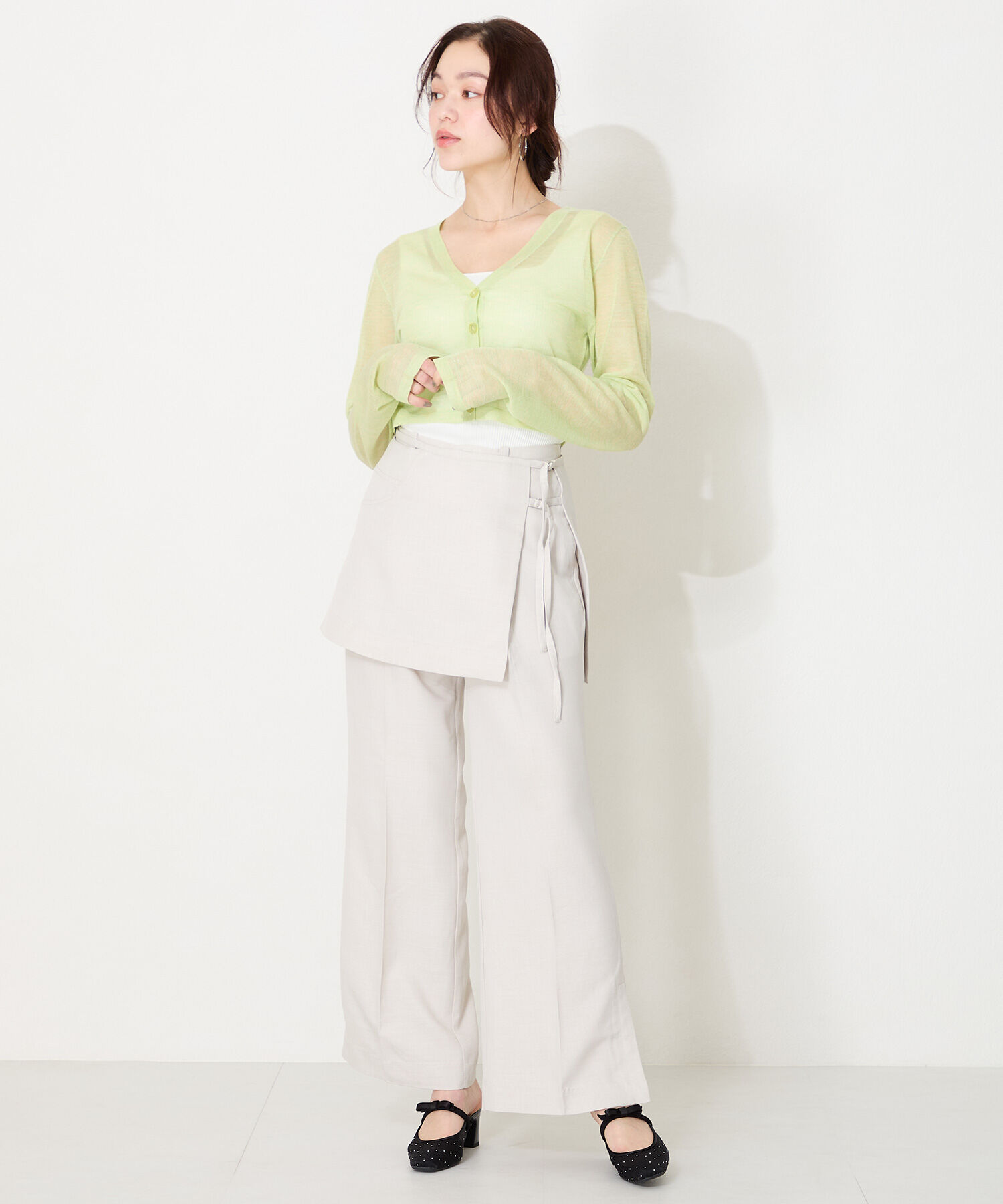 ORiental TRaffic「リボン ベル トラインストーン シアー ミュール /51124 ゴムベルト パンプス」|サンダル|