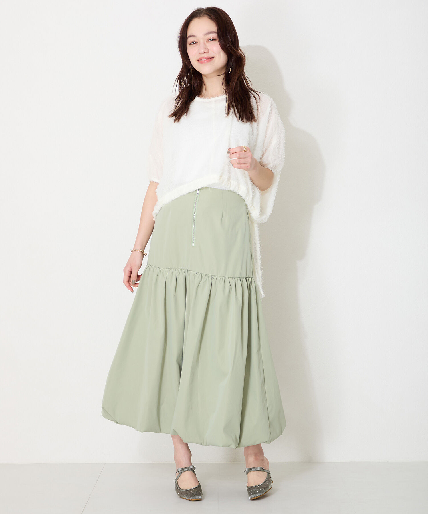 ORiental TRaffic「リボン ベル トラインストーン シアー ミュール /51124 ゴムベルト パンプス」|サンダル|