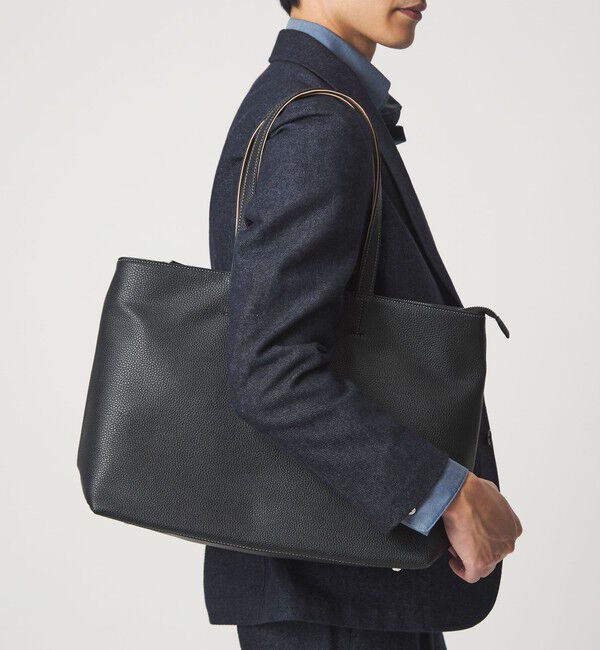 UNITED ARROWS green label relaxing「シボ レザーライク ジップ トート バッグ」|トートバッグ|