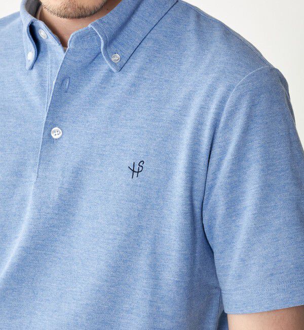 SHIPS「【WEB限定】SHIPS: 吸水速乾・UVケア Drymix（R）ワンポイントロゴ ボタンダウン ポロシャツ」|ポロシャツ|ライトブルー