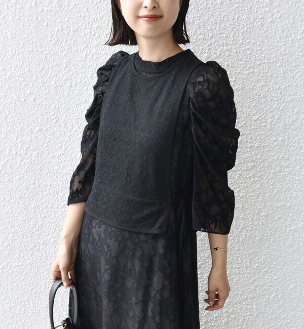 SHIPS for women「little black:2WAY ギャザー オパール レース ワンピース」|ドレス|
