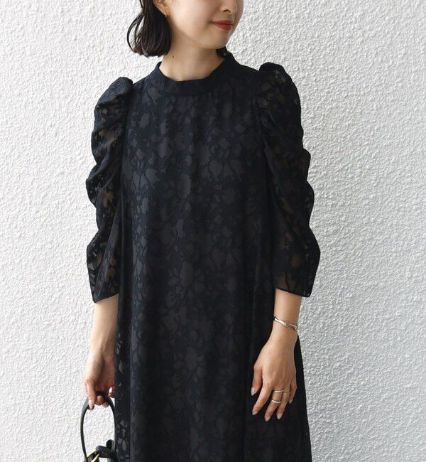 SHIPS for women「little black:2WAY ギャザー オパール レース ワンピース」|ドレス|