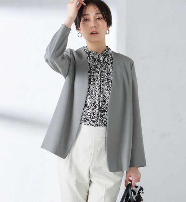 SHIPS for women「〈手洗い可能／撥水加工／接触冷感〉カラーレス ジャケット（セットアップ対応）」|ノーカラージャケット|