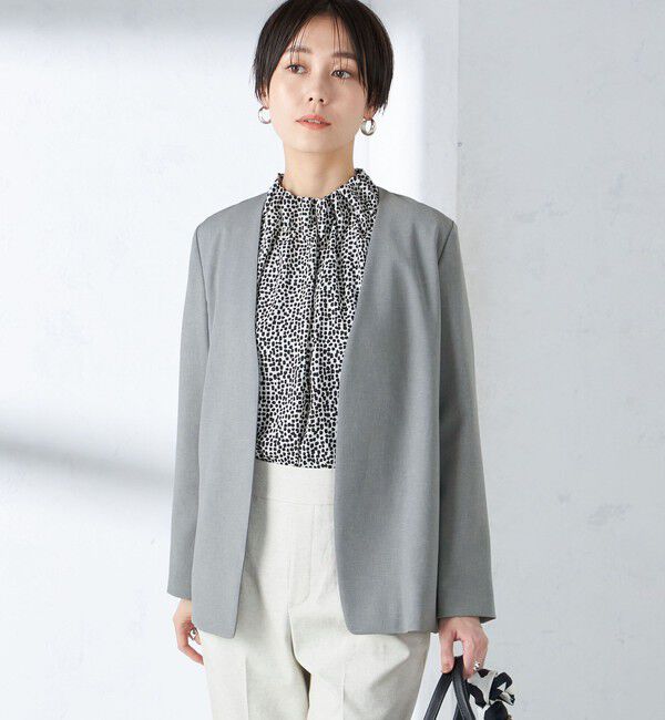 SHIPS for women「〈手洗い可能／撥水加工／接触冷感〉カラーレス ジャケット（セットアップ対応）」|ノーカラージャケット|