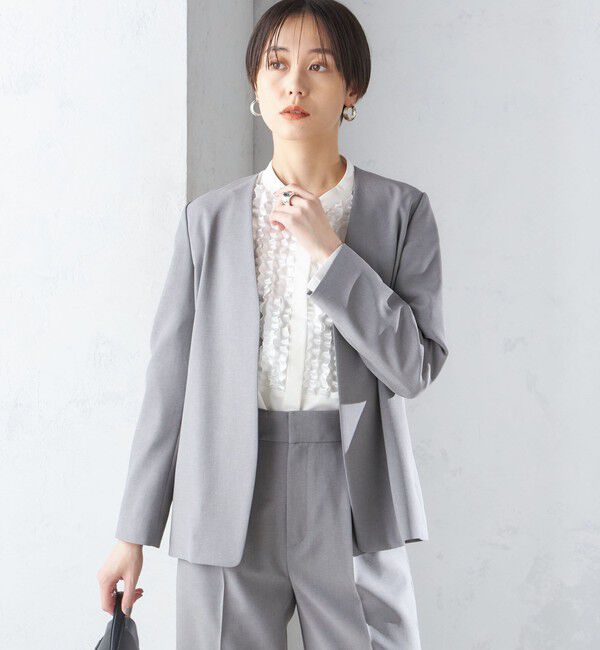 SHIPS for women「〈手洗い可能／撥水加工／接触冷感〉カラーレス ジャケット（セットアップ対応）」|ノーカラージャケット|