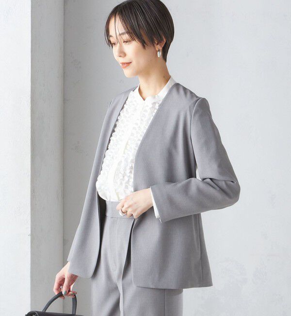 SHIPS for women「〈手洗い可能／撥水加工／接触冷感〉カラーレス ジャケット（セットアップ対応）」|ノーカラージャケット|