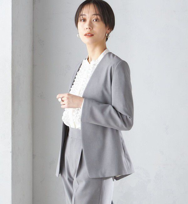 SHIPS for women「〈手洗い可能／撥水加工／接触冷感〉カラーレス ジャケット（セットアップ対応）」|ノーカラージャケット|