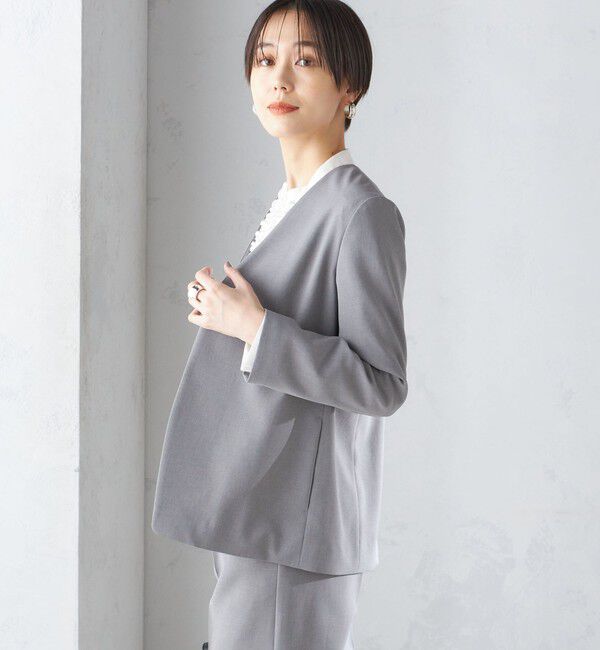 SHIPS for women「〈手洗い可能／撥水加工／接触冷感〉カラーレス ジャケット（セットアップ対応）」|ノーカラージャケット|