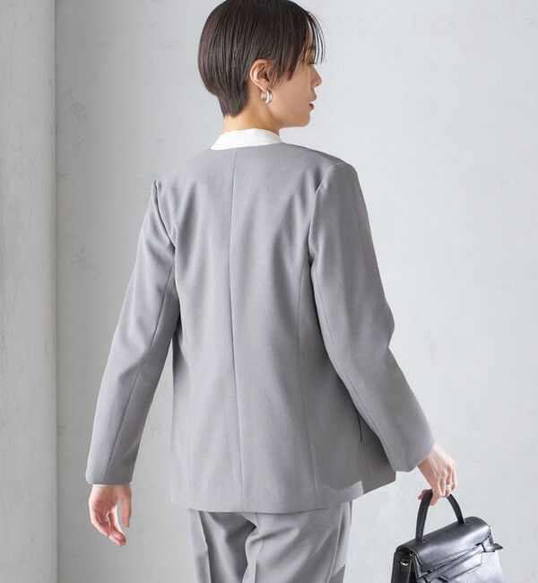 SHIPS for women「〈手洗い可能／撥水加工／接触冷感〉カラーレス ジャケット（セットアップ対応）」|ノーカラージャケット|