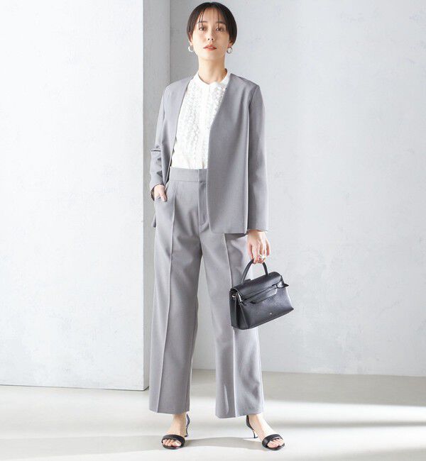 SHIPS for women「〈手洗い可能／撥水加工／接触冷感〉カラーレス ジャケット（セットアップ対応）」|ノーカラージャケット|