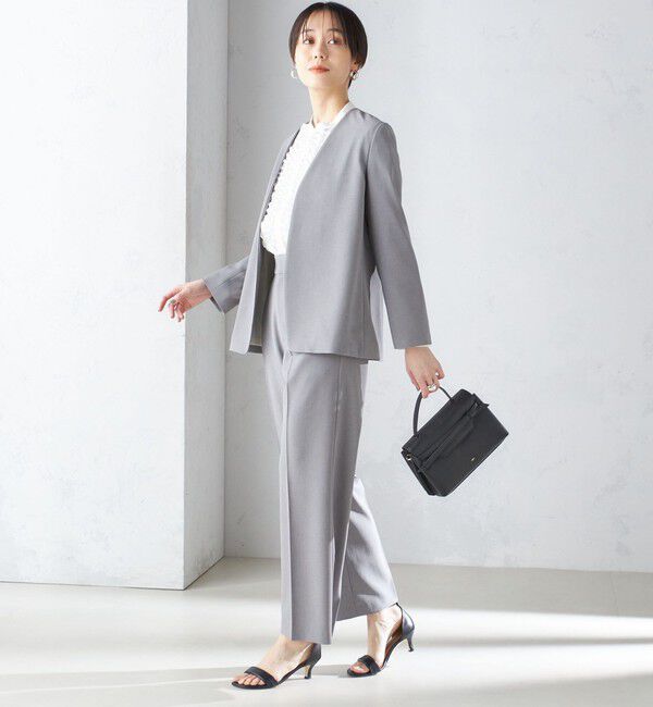 SHIPS for women「〈手洗い可能／撥水加工／接触冷感〉カラーレス ジャケット（セットアップ対応）」|ノーカラージャケット|