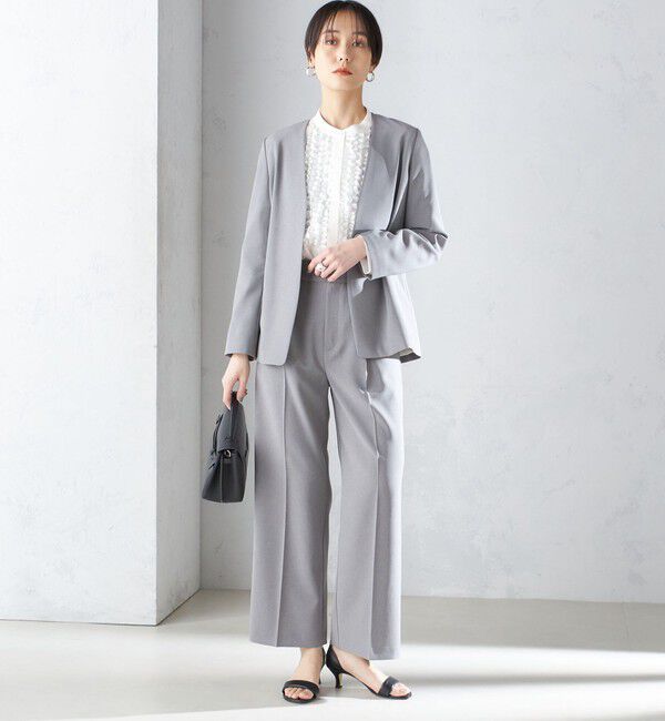 SHIPS for women「〈手洗い可能／撥水加工／接触冷感〉カラーレス ジャケット（セットアップ対応）」|ノーカラージャケット|