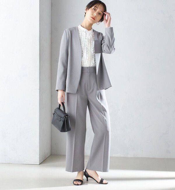 SHIPS for women「〈手洗い可能／撥水加工／接触冷感〉カラーレス ジャケット（セットアップ対応）」|ノーカラージャケット|