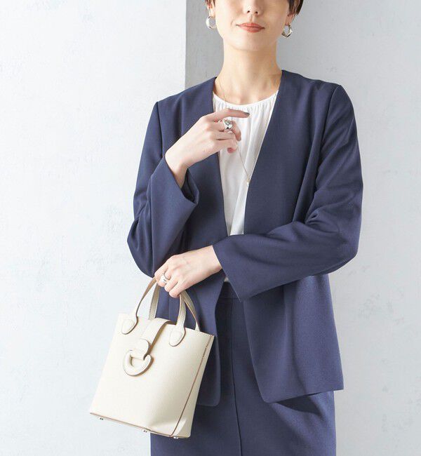 SHIPS for women「〈手洗い可能／撥水加工／接触冷感〉カラーレス ジャケット（セットアップ対応）」|ノーカラージャケット|ネイビー