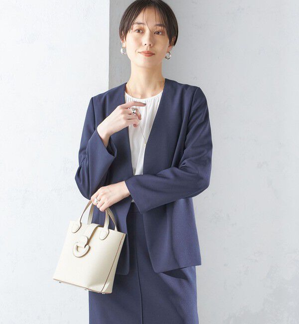 SHIPS for women「〈手洗い可能／撥水加工／接触冷感〉カラーレス ジャケット（セットアップ対応）」|ノーカラージャケット|