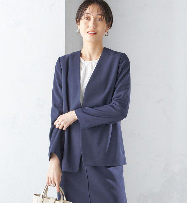 SHIPS for women「〈手洗い可能／撥水加工／接触冷感〉カラーレス ジャケット（セットアップ対応）」|ノーカラージャケット|