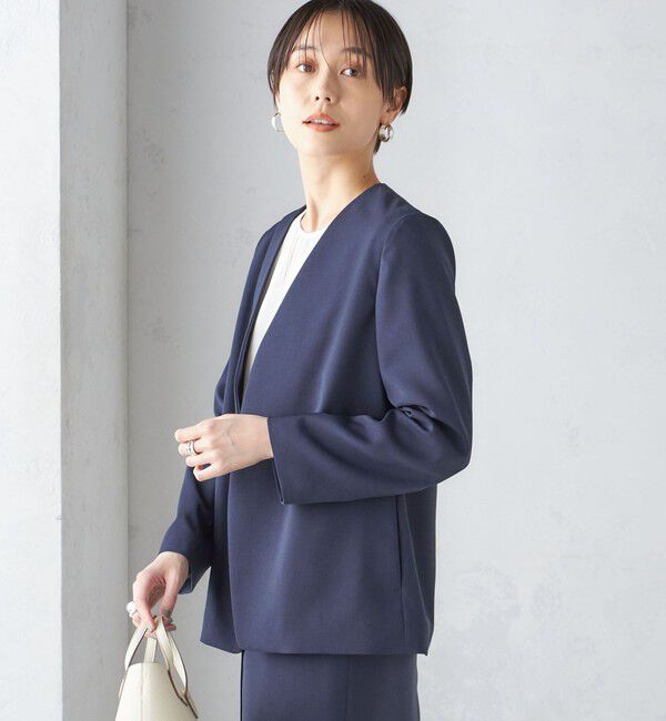 SHIPS for women「〈手洗い可能／撥水加工／接触冷感〉カラーレス ジャケット（セットアップ対応）」|ノーカラージャケット|