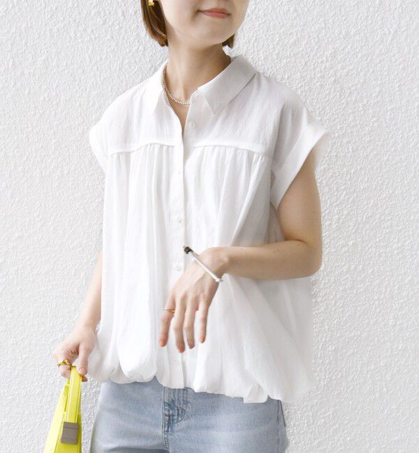 SHIPS for women「〈手洗い可能〉強撚 バルーン ブラウス」|シャツ・ブラウス|ホワイト