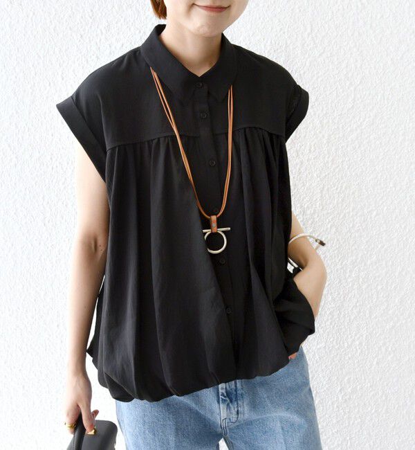 SHIPS for women「〈手洗い可能〉強撚 バルーン ブラウス」|シャツ・ブラウス|ブラック