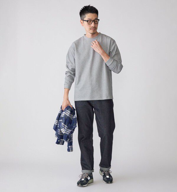 SHIPS「【WEB限定】SHIPS:〈抗菌・防臭〉ワンポイント ロゴ バーズアイ クルーネック 長袖 Tシャツ」|Tシャツ・カットソー|