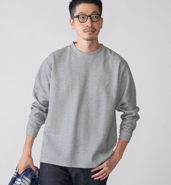 SHIPS「【WEB限定】SHIPS:〈抗菌・防臭〉ワンポイント ロゴ バーズアイ クルーネック 長袖 Tシャツ」|Tシャツ・カットソー|