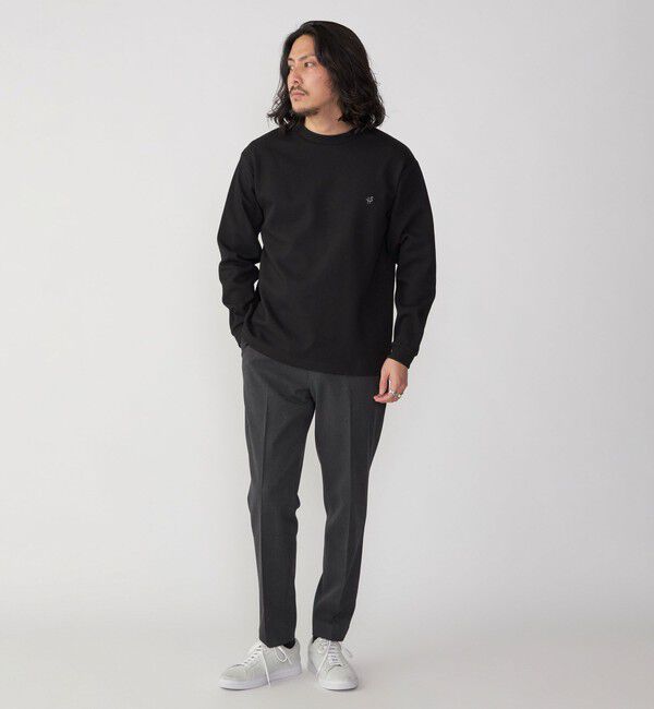 SHIPS「【WEB限定】SHIPS:〈抗菌・防臭〉ワンポイント ロゴ バーズアイ クルーネック 長袖 Tシャツ」|Tシャツ・カットソー|