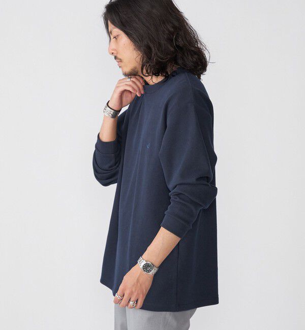 SHIPS「【WEB限定】SHIPS:〈抗菌・防臭〉ワンポイント ロゴ バーズアイ クルーネック 長袖 Tシャツ」|Tシャツ・カットソー|