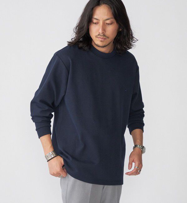 SHIPS「【WEB限定】SHIPS:〈抗菌・防臭〉ワンポイント ロゴ バーズアイ クルーネック 長袖 Tシャツ」|Tシャツ・カットソー|