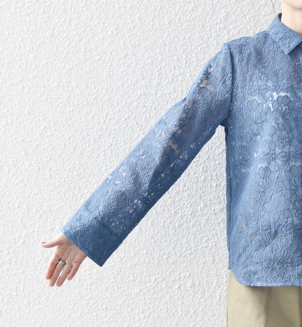 SHIPS any「SHIPS any:〈手洗い可能〉フラワーレース エンブロイダリー シアー シャツ」|シャツ・ブラウス|