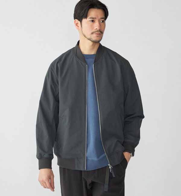 SHIPS「SHIPS:〈撥水加工〉CORDURA(R) ナイロン ジップアップ ブルゾン」|ブルゾン・スタジャン|ダークグレー