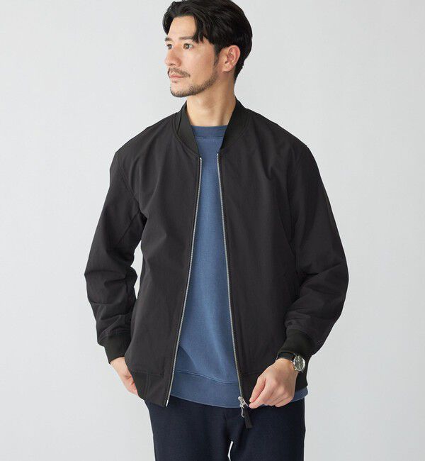 SHIPS「SHIPS:〈撥水加工〉CORDURA(R) ナイロン ジップアップ ブルゾン」|ブルゾン・スタジャン|ブラック