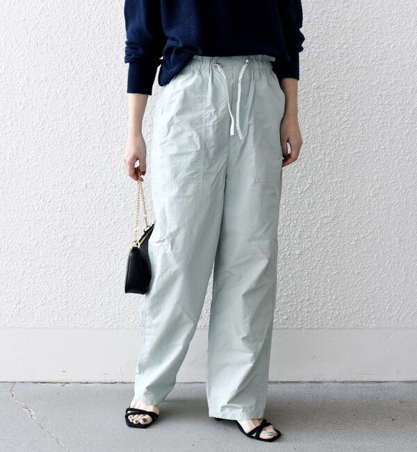 SHIPS any「SHIPS any:〈洗濯機可能〉ナイロン ウエスト ドローコード セミ ワイド パンツ」|その他|ライトグリーン