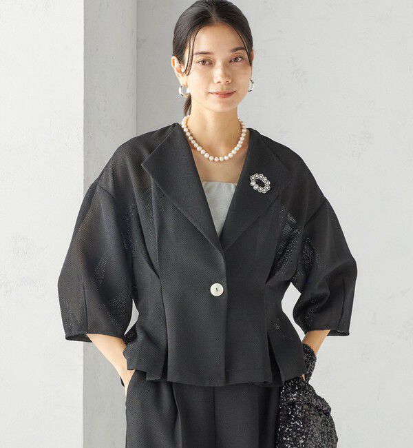 SHIPS for women「troisiemeCHACO:〈洗濯機可能〉メッシュ 半袖 ジャケット」|テーラードジャケット|