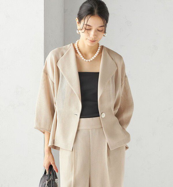 SHIPS for women「troisiemeCHACO:〈洗濯機可能〉メッシュ 半袖 ジャケット」|テーラードジャケット|