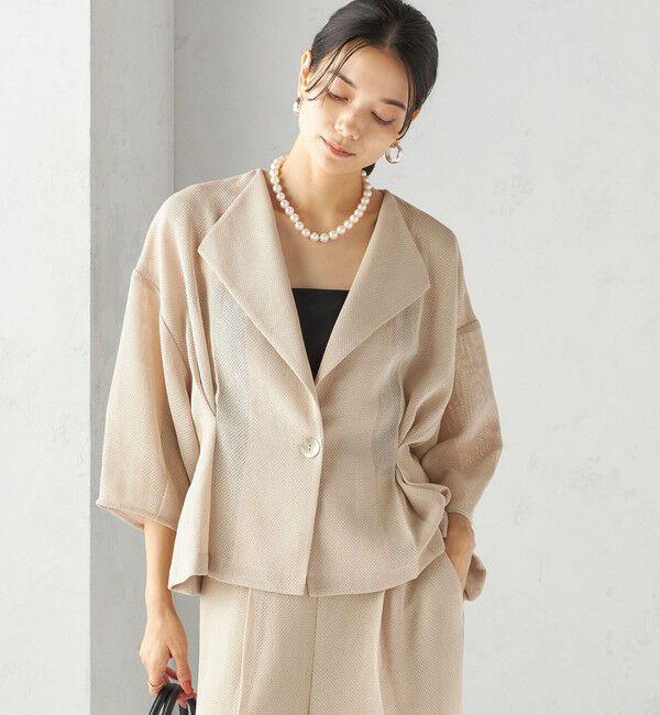 SHIPS for women「troisiemeCHACO:〈洗濯機可能〉メッシュ 半袖 ジャケット」|テーラードジャケット|