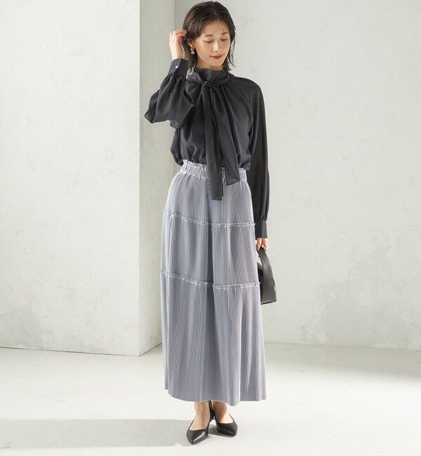 SHIPS for women「〈手洗い可能〉サテン プリーツ ティアード スカート」|スカート|