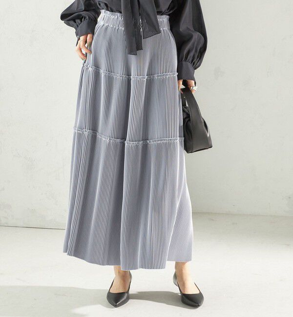 SHIPS for women「〈手洗い可能〉サテン プリーツ ティアード スカート」|スカート|