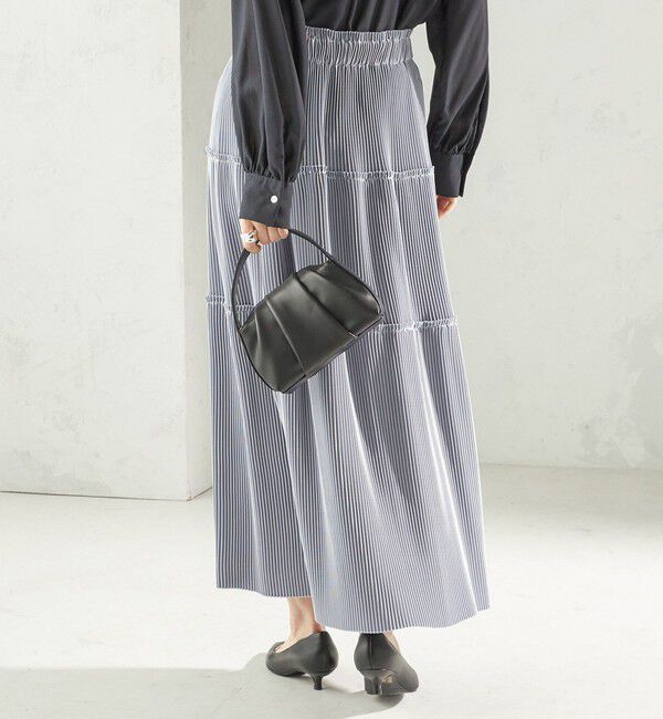 SHIPS for women「〈手洗い可能〉サテン プリーツ ティアード スカート」|スカート|