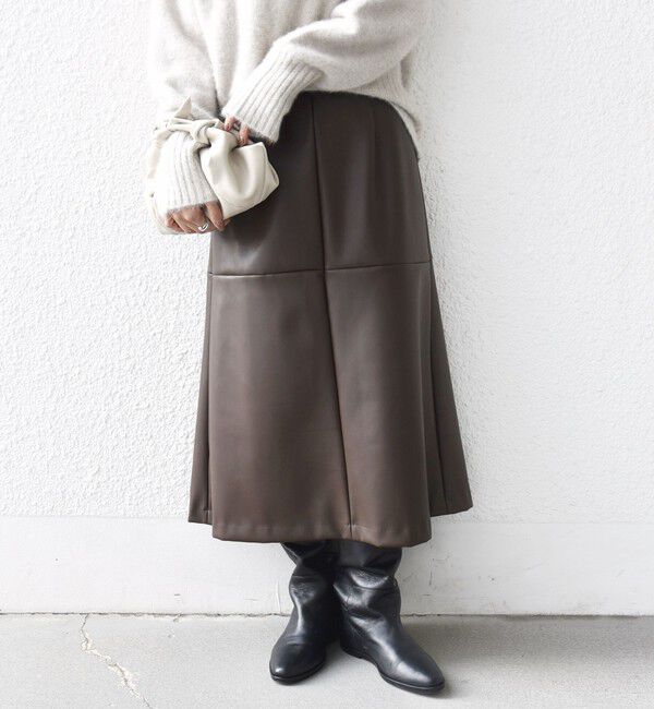 SHIPS for women「〈手洗い可能〉合成皮革 ウエスト ゴム スカート」|スカート|