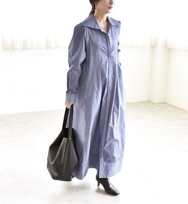 quaranciel「《予約》quaranciel:〈洗濯機可能〉ビッグカラー Aライン シャツ ワンピース」|ワンピース|