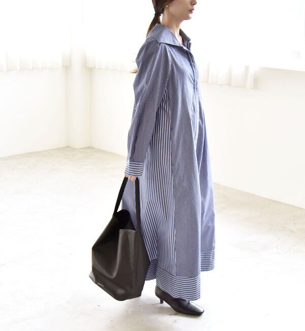 quaranciel「《予約》quaranciel:〈洗濯機可能〉ビッグカラー Aライン シャツ ワンピース」|ワンピース|