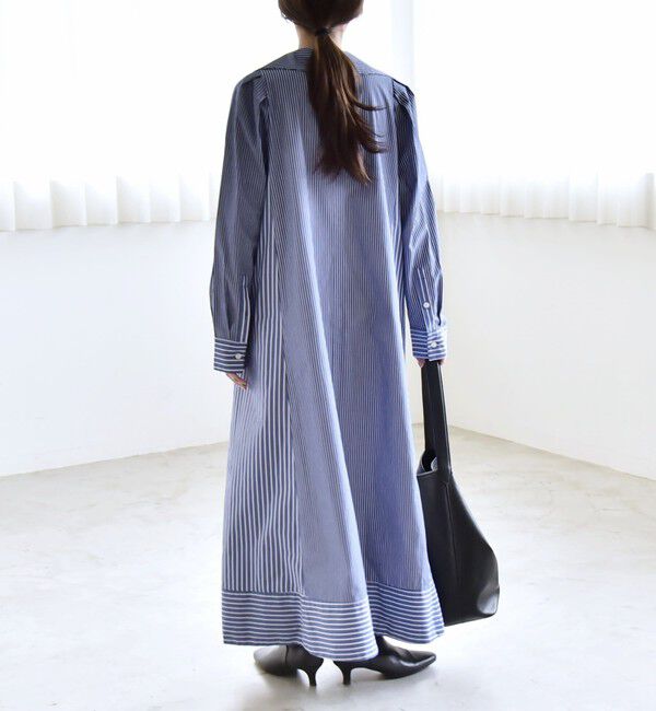 quaranciel「《予約》quaranciel:〈洗濯機可能〉ビッグカラー Aライン シャツ ワンピース」|ワンピース|